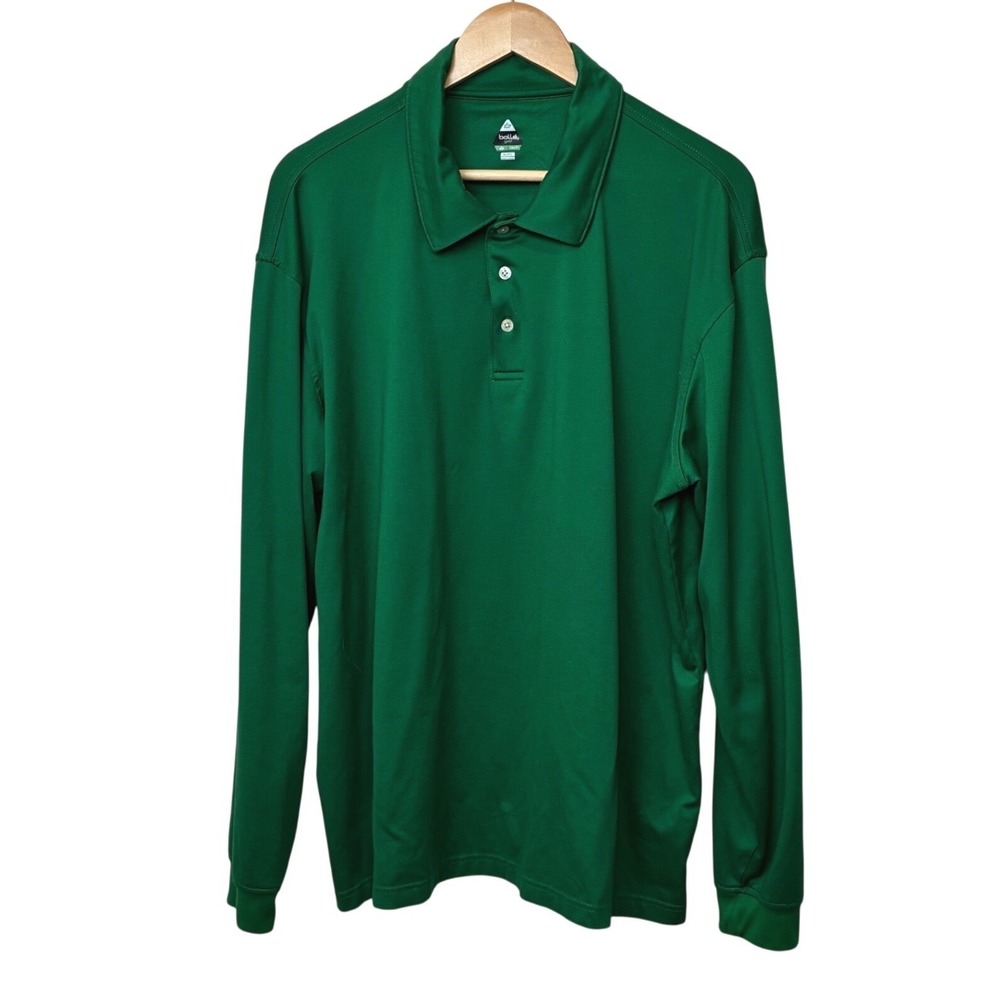 Bolle Golf B-Tech Men XXL Long Sleeve Polo Shirt Green Performance Outdoor Sport